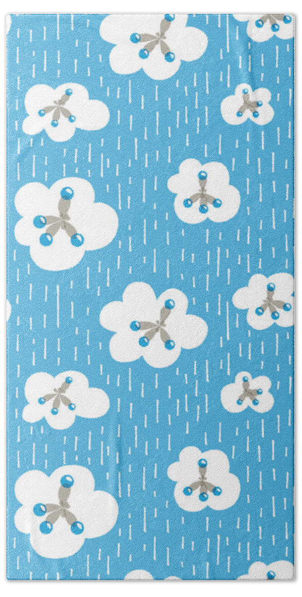 Environment Bath Towel featuring the digital art Clouds And Methane Molecules Pattern by Boriana Giormova