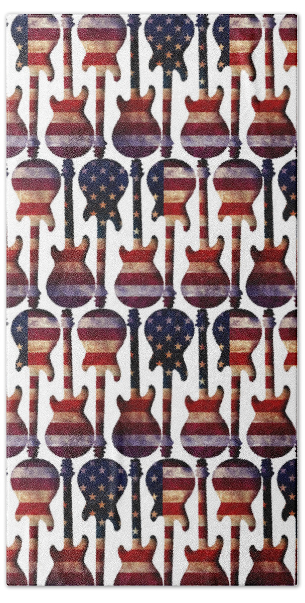 Guitar Bath Towel featuring the digital art American Flag Guitar Art by Gravityx9 Designs