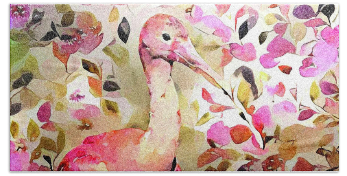Wildlife Hand Towel featuring the digital art Scarlet Ibis by Bunny Clarke
