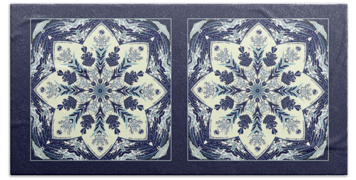 Mandala Hand Towel featuring the digital art Deconstructed Sea Mandala by Deborah Smith