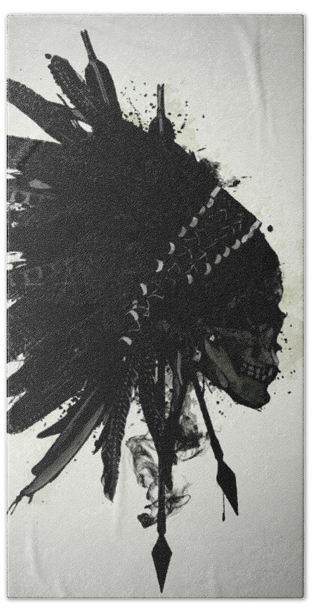 Indian Bath Sheet featuring the digital art Warbonnet Skull by Nicklas Gustafsson
