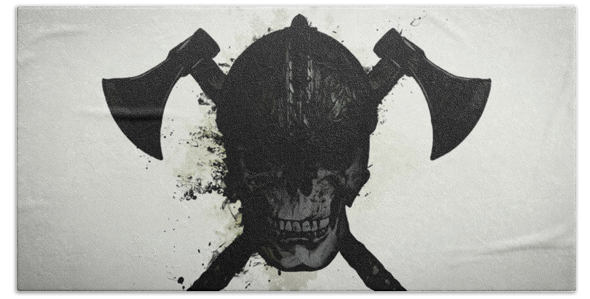 Viking Bath Sheet featuring the digital art Viking Skull by Nicklas Gustafsson