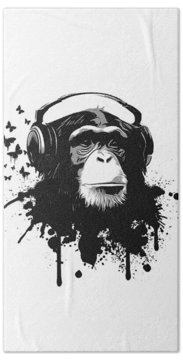 Ape Bath Sheet featuring the digital art Monkey Business by Nicklas Gustafsson