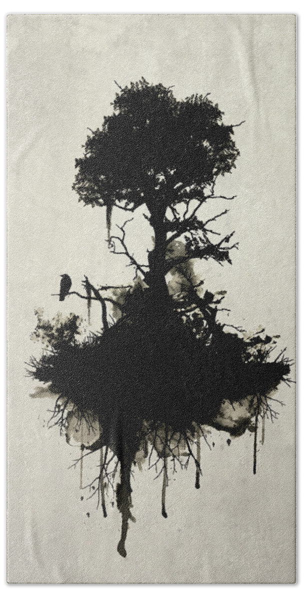 Nature Hand Towel featuring the painting Last Tree Standing by Nicklas Gustafsson