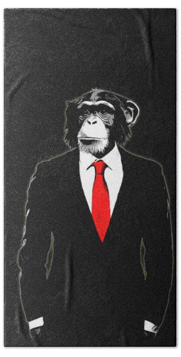 Monkey Hand Towel featuring the painting Domesticated Monkey by Nicklas Gustafsson