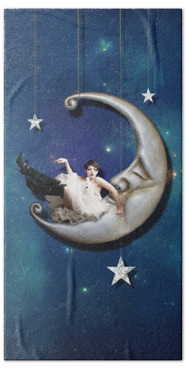 Moon Bath Sheet featuring the digital art Paper Moon by Linda Lees