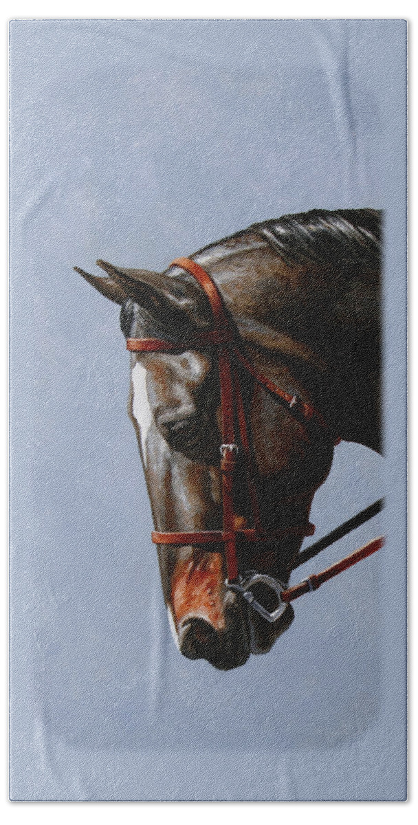 Horse Hand Towel featuring the painting Horse Painting - Discipline by Crista Forest