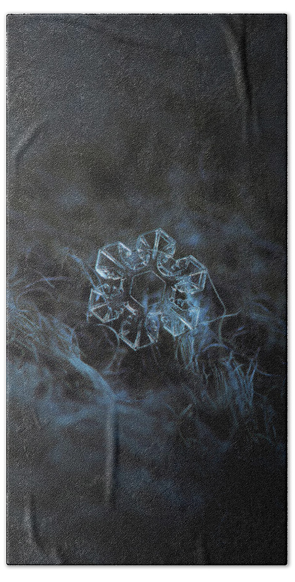 Snowflake Hand Towel featuring the photograph Snowflake photo - The core by Alexey Kljatov