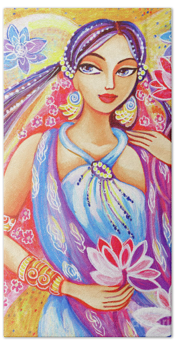 Beautiful Woman Hand Towel featuring the painting Arundhati by Eva Campbell