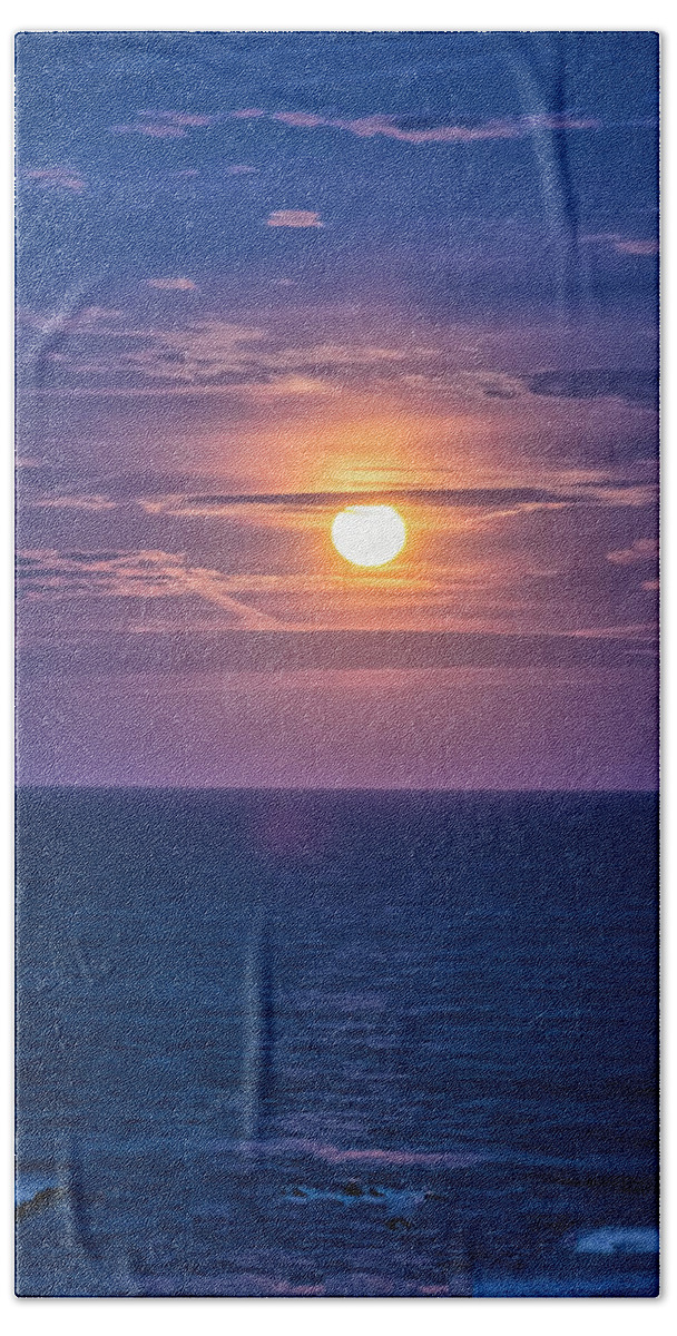Cape May New Jersey Bath Towel featuring the photograph Asbury Super Moon by Tom Singleton