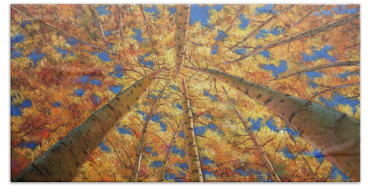 Aspen Trees Hand Towel featuring the painting Ascension by Johnathan Harris