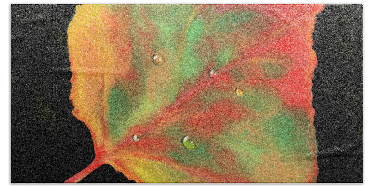 Aspen Hand Towel featuring the pastel Aspen Leaf in Fall by Ginny Neece