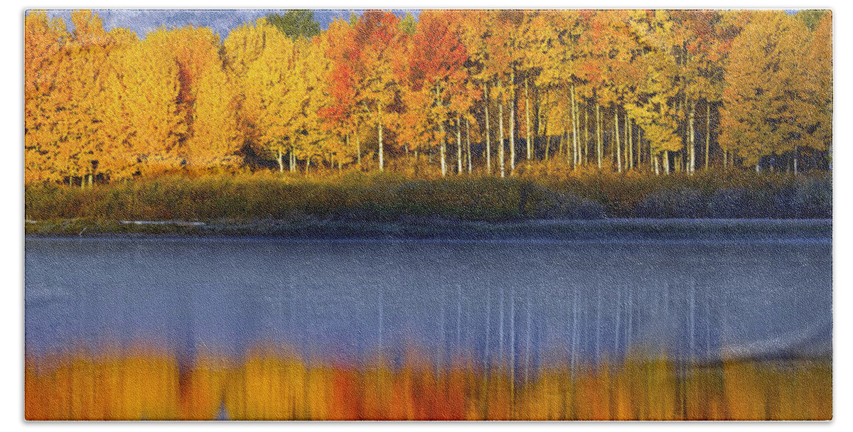 Aspen Bath Towel featuring the photograph Aspen Reflection by Wesley Aston