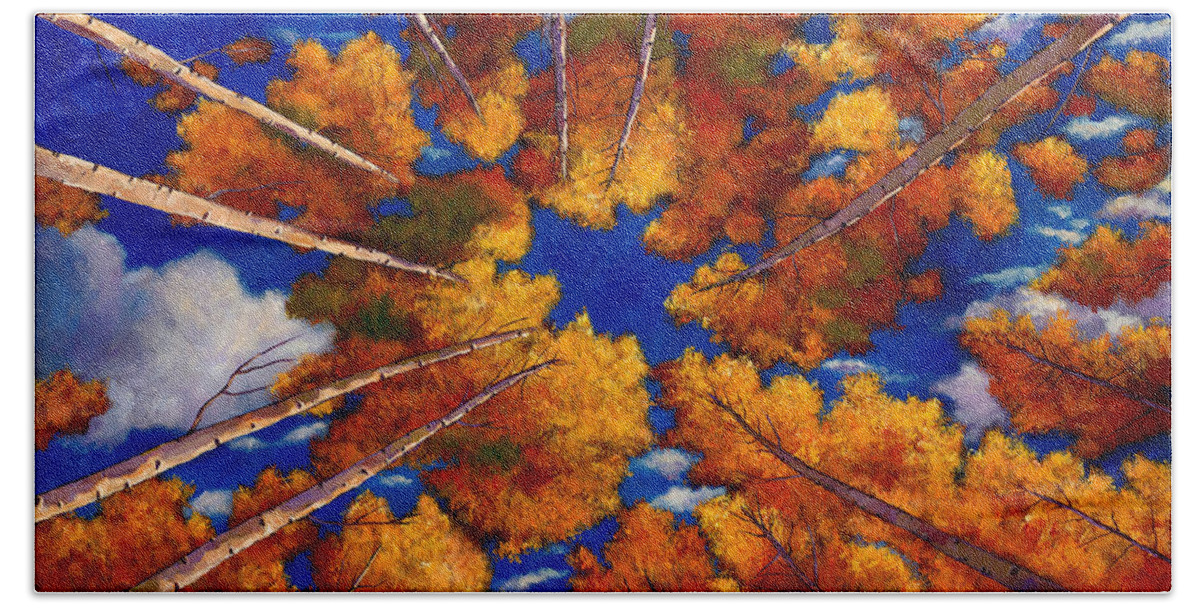 Autumn Aspen Bath Towel featuring the painting Aspen Vortex by Johnathan Harris