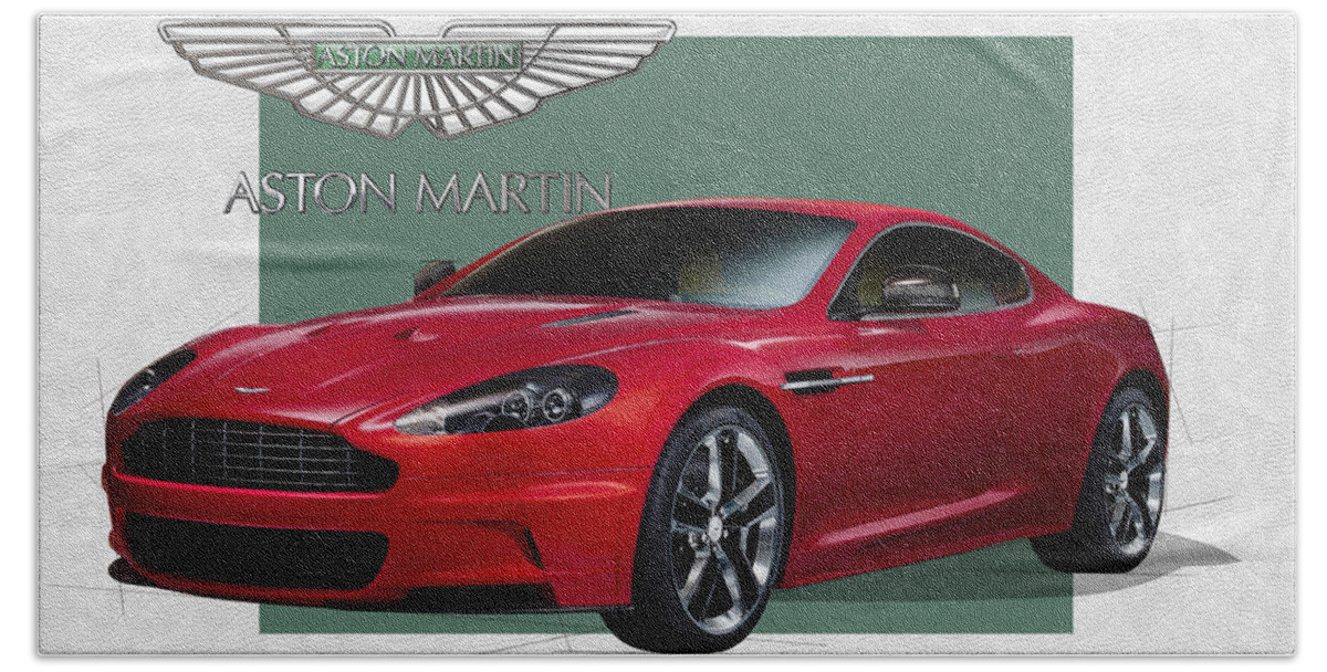 �aston Martin� By Serge Averbukh Hand Towel featuring the photograph Aston Martin D B S V 12 with 3 D Badge by Serge Averbukh