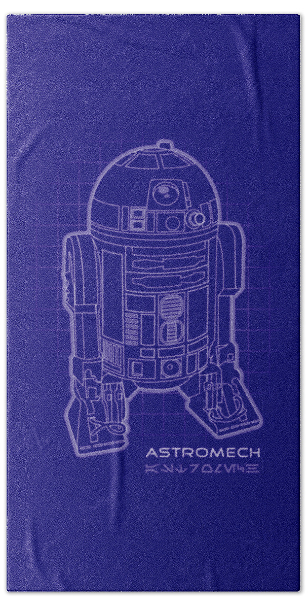 Droid Bath Towel featuring the digital art Astromech Blueprint by Edward Draganski