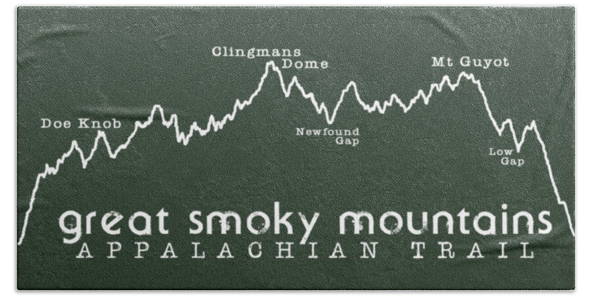 Appalachian Trail Tshirt Hand Towel featuring the digital art AT Elevation Profile GSM White by Heather Applegate