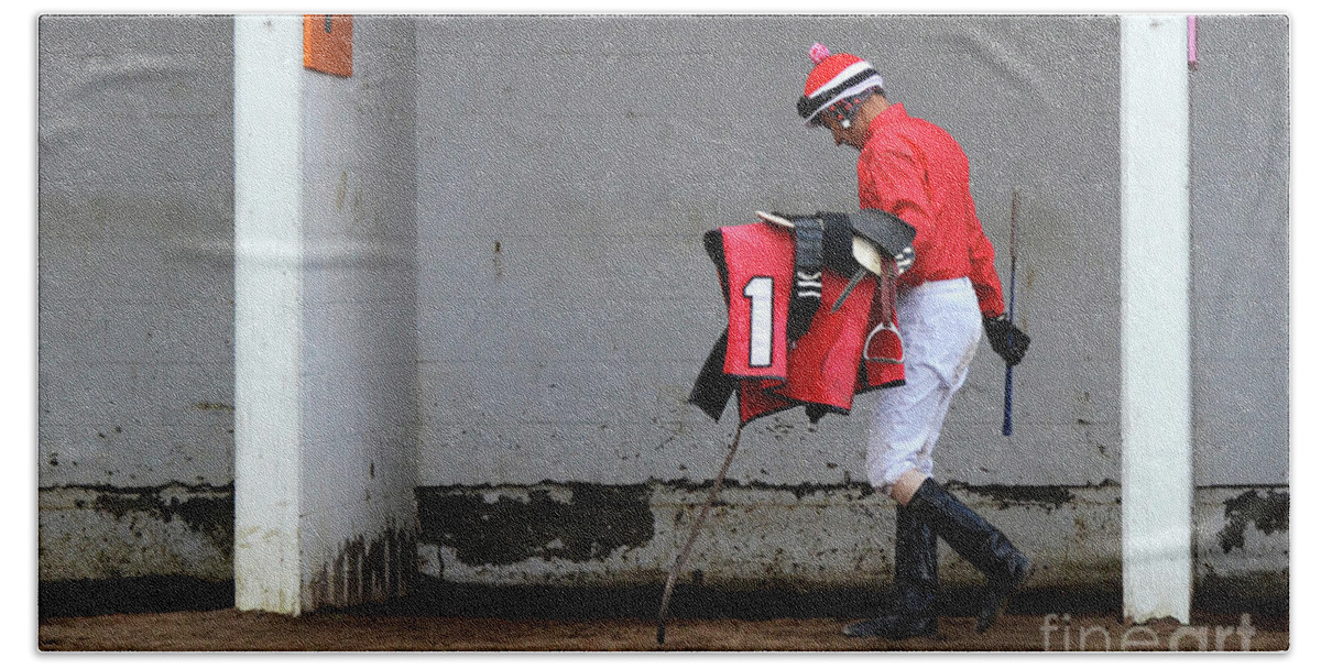 Jockey Bath Sheet featuring the photograph At The Racetrack 7 by Bob Christopher