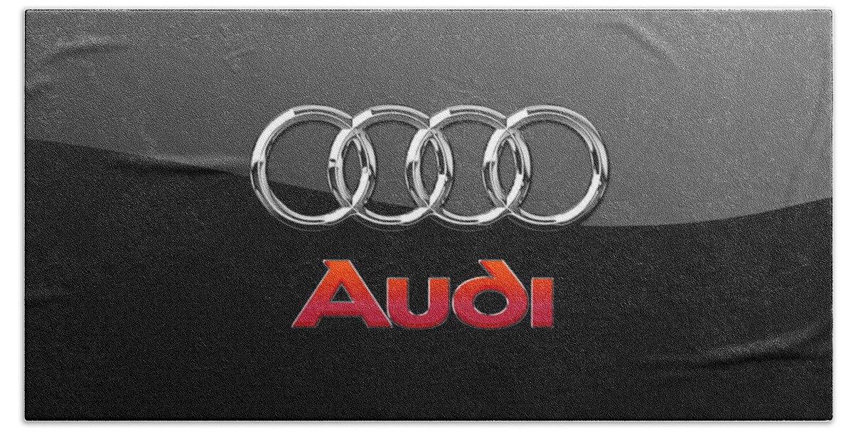 'wheels Of Fortune' Collection By Serge Averbukh Hand Towel featuring the photograph Audi 3 D Badge on Black by Serge Averbukh