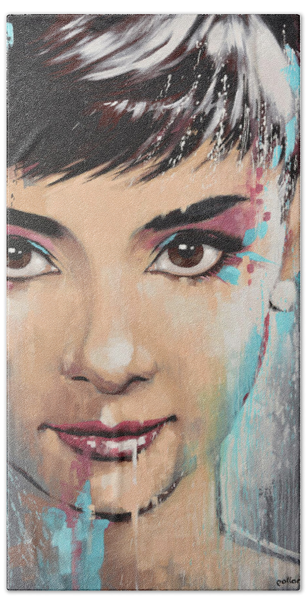 Audrey Hand Towel featuring the painting Audrey by Glenn Pollard