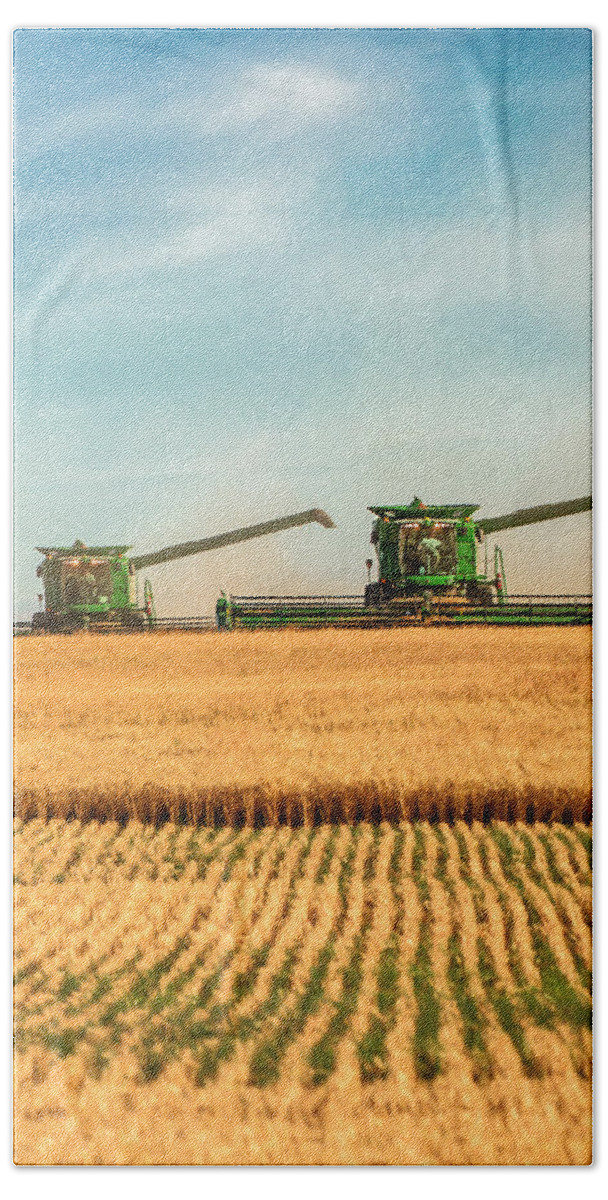 Wheat Hand Towel featuring the photograph Augers Out by Todd Klassy