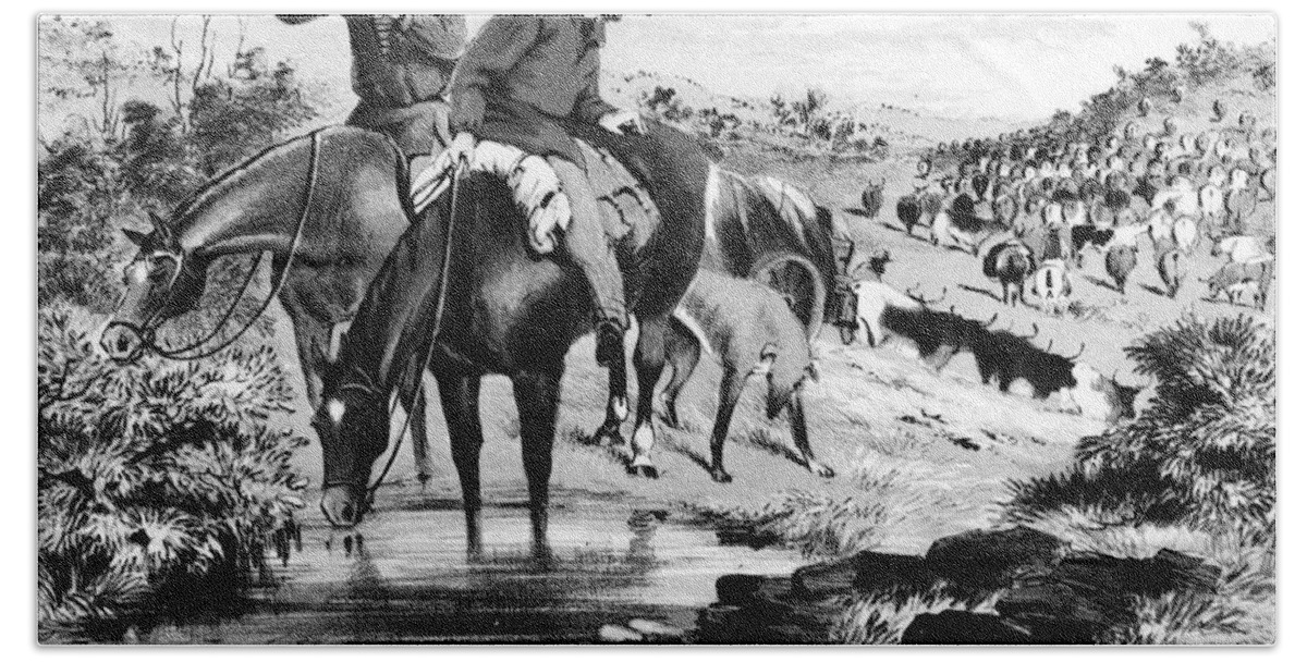 1864 Bath Sheet featuring the photograph Australia: Cowboys, 1864 by Granger