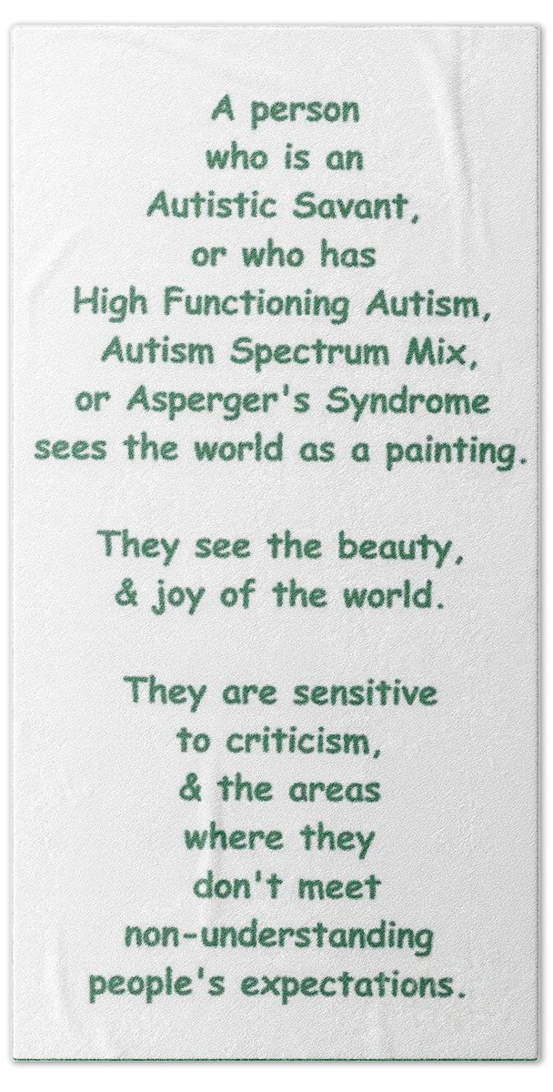 Life Hand Towel featuring the drawing Autism Torture by Joseph Baril