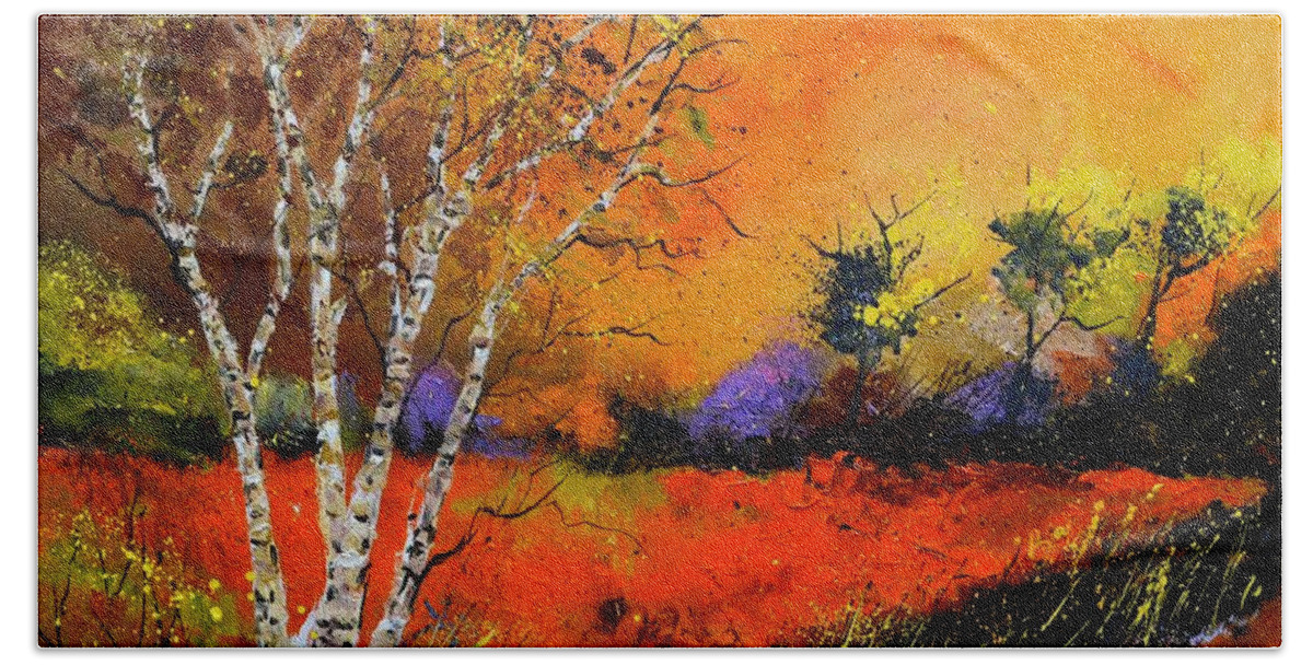 Landscape Hand Towel featuring the painting Autumn 8851 by Pol Ledent