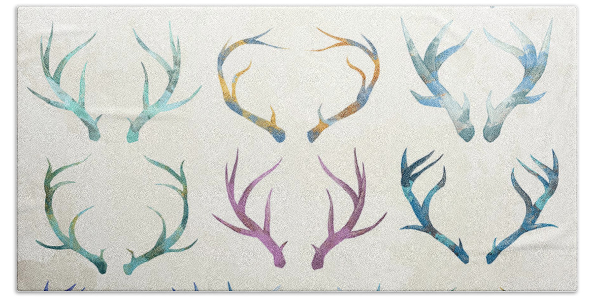 Autumn Hand Towel featuring the digital art Autumn Antlers by Spacefrog Designs