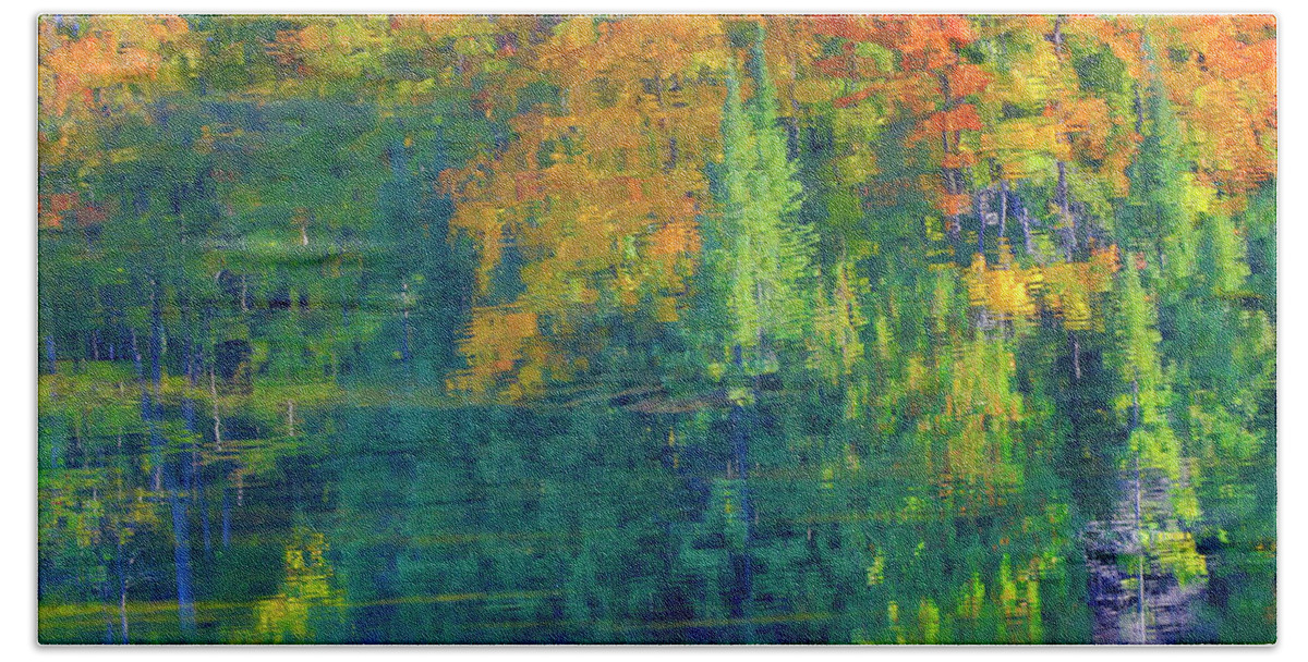 Gary Hall Hand Towel featuring the photograph Autumn at McCarston's Lake by Gary Hall