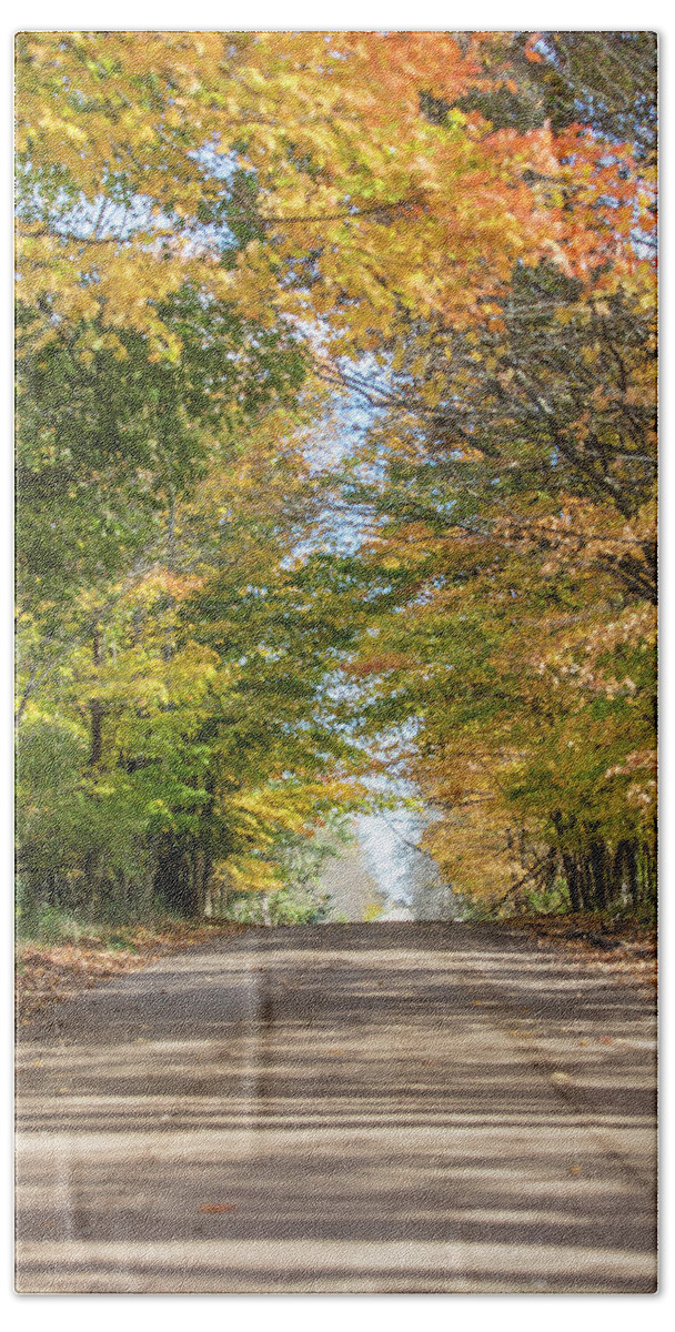 Autumn Bath Towel featuring the photograph Autumn Backroad by John McGraw