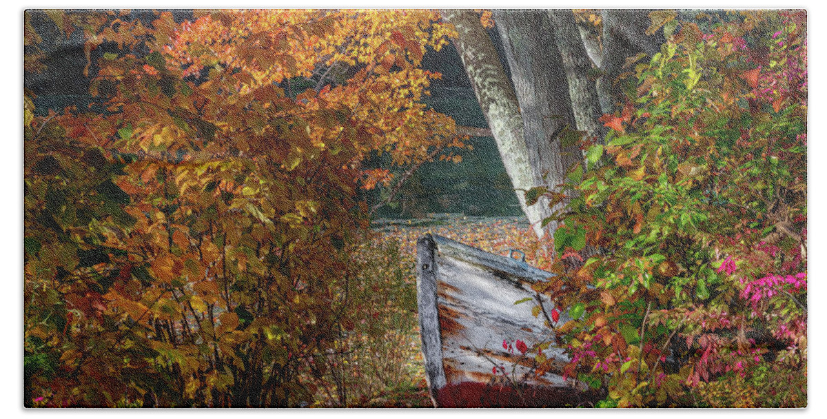 Boat Bath Towel featuring the photograph Autumn Boat by Bill Wakeley
