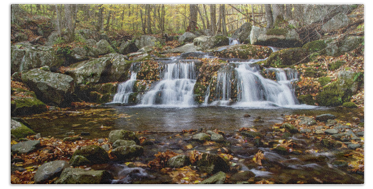 Cascade Hand Towel featuring the photograph Autumn Cascade by Kevin Craft