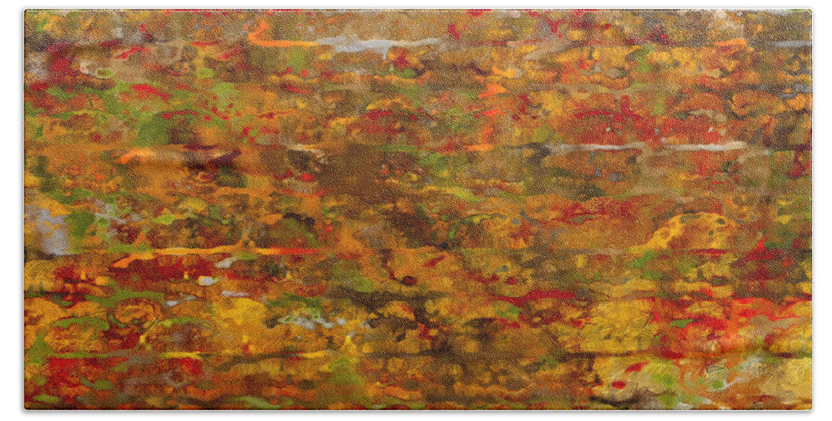 Autumn Bath Towel featuring the painting Autumn Foliage Abstract by Lourry Legarde