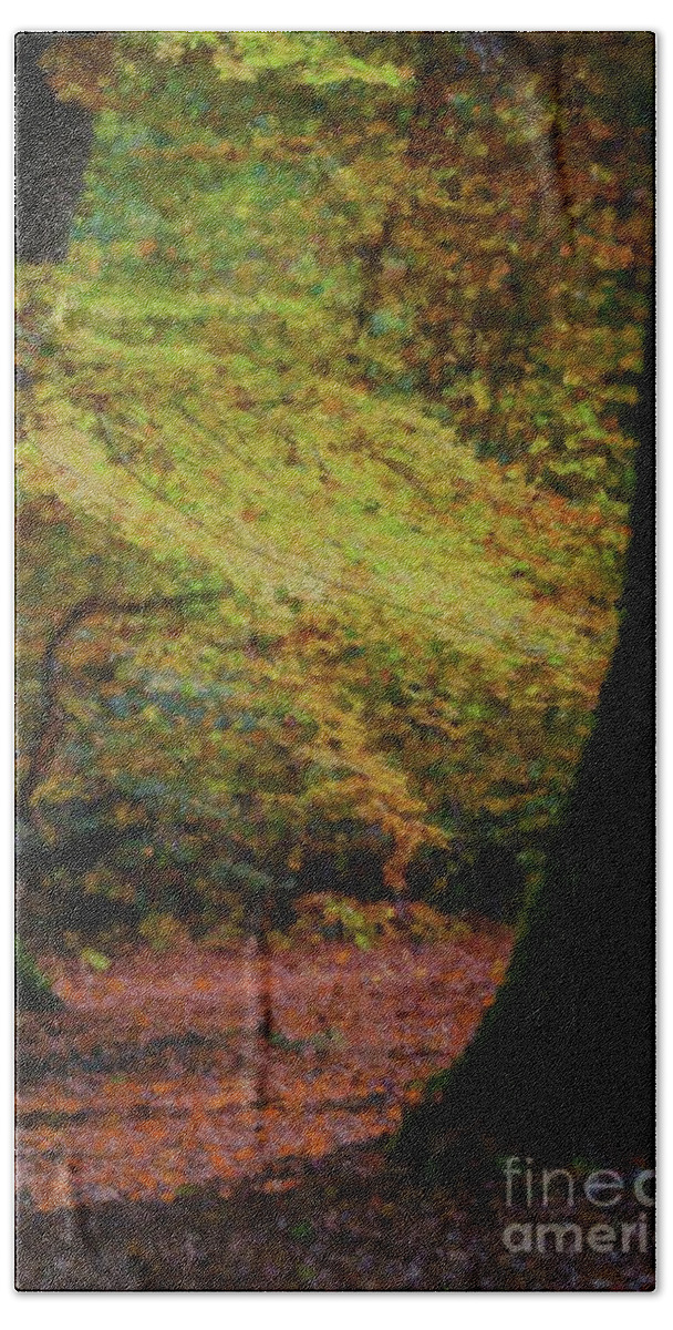 Autumn Hand Towel featuring the painting Autumn Forest 2 by Eva Lechner