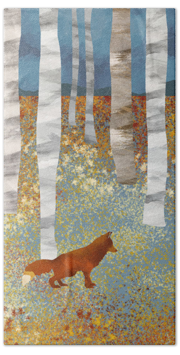 Autumn Hand Towel featuring the digital art Autumn Fox by Spacefrog Designs