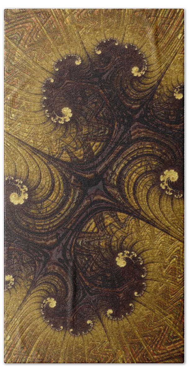 Fractal Bath Towel featuring the digital art Autumn Glows in Gold by Diane Lindon Coy