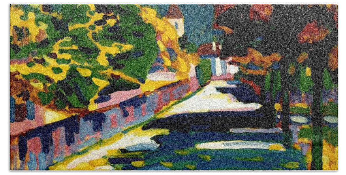 Autumn In Bavaria Hand Towel featuring the painting Autumn in Bavaria by Wassily Kandinsky