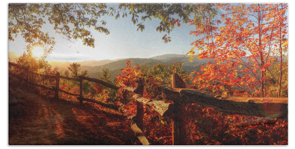 Autumn Landscape From Cataloochee In The Great Smoky Mountains National Park Hand Towel featuring the photograph Autumn Landscape from Cataloochee in the Great Smoky Mountains National Park by Carol Montoya