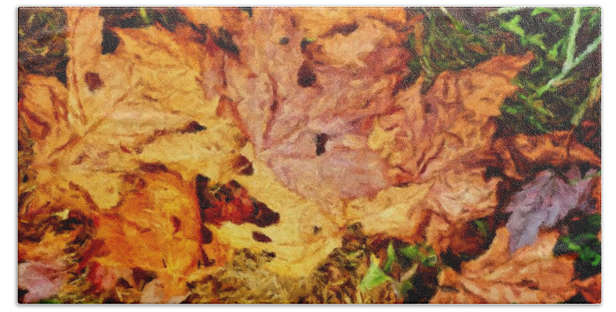 Painting Fall Leaves Hand Towel featuring the painting Autumn leaves by Joan Reese