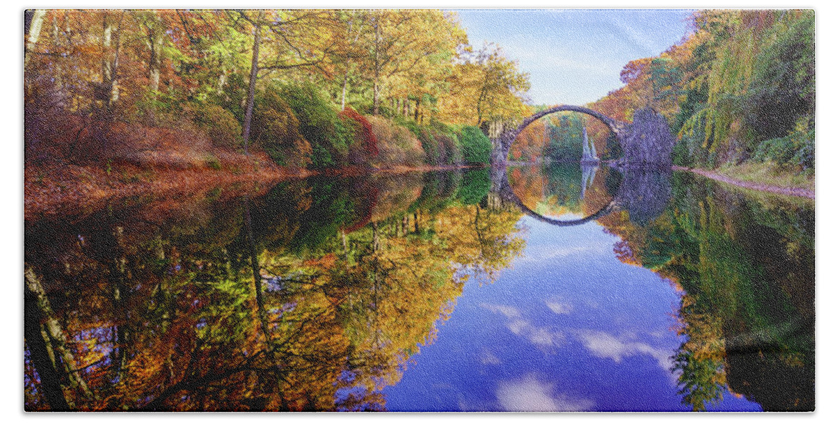 Europe Bath Towel featuring the photograph Autumn mirror by Dmytro Korol