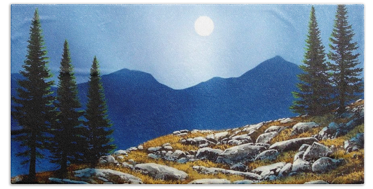 Landscape Bath Towel featuring the painting Autumn Moon by Frank Wilson