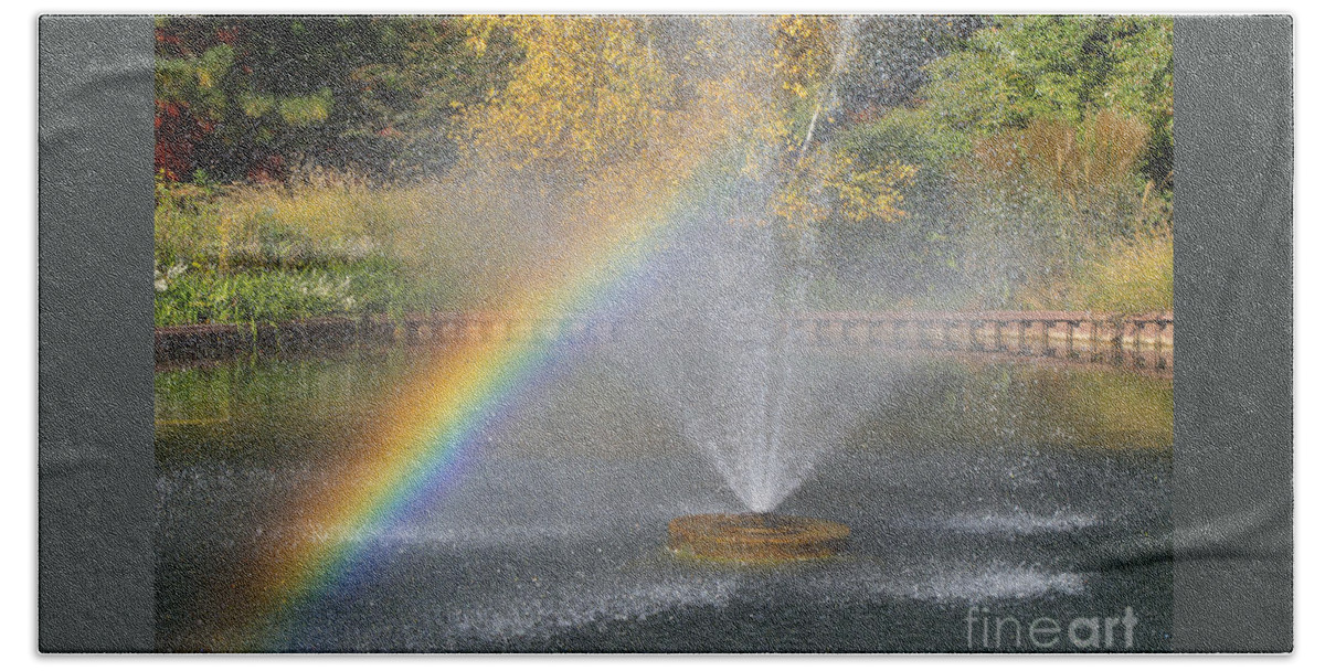 Chicagoland Bath Towel featuring the photograph Autumn Rainbow by Ann Horn