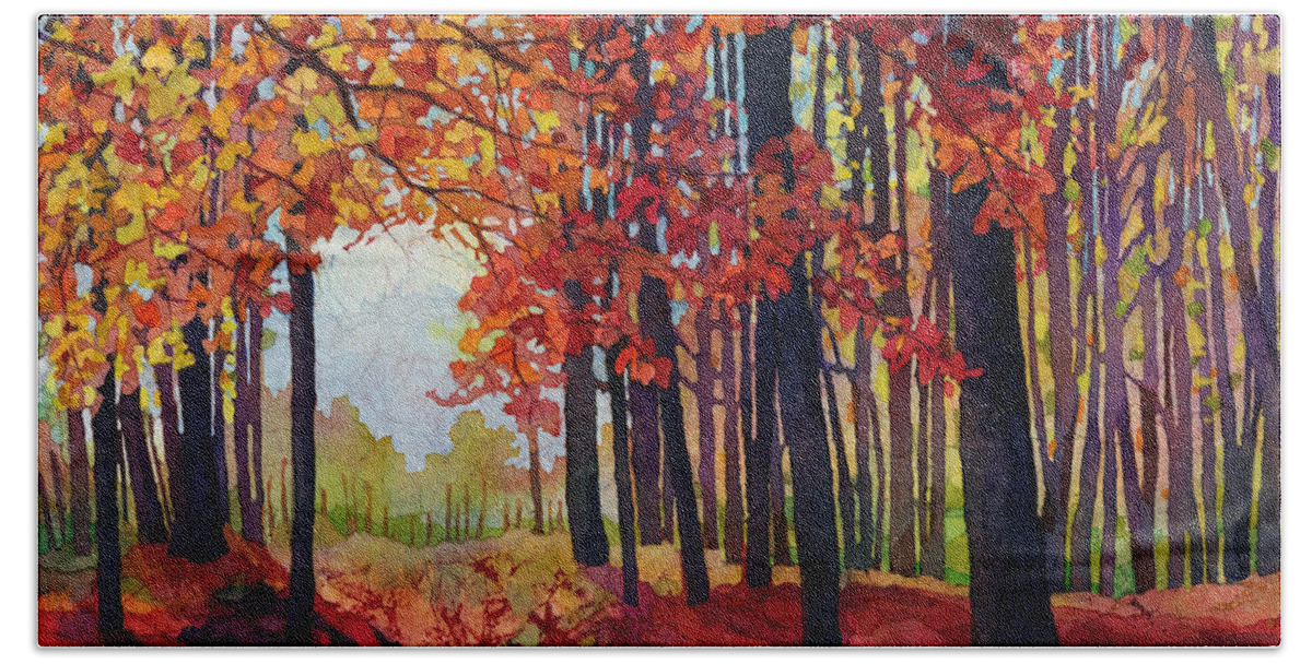 Path Hand Towel featuring the painting Autumn Rapture by Hailey E Herrera