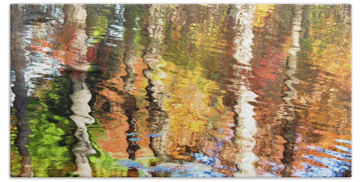 Autumn Bath Towel featuring the photograph Autumn Reflections-2 by Diane Macdonald
