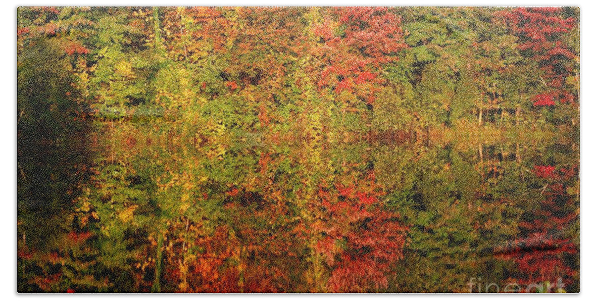 Autumn Hand Towel featuring the photograph Autumn Reflections In A Pond by Smilin Eyes Treasures