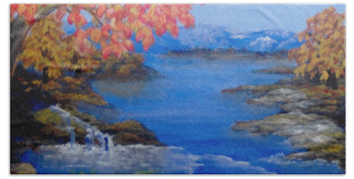 Trees Bath Towel featuring the painting Autumn by Saundra Johnson