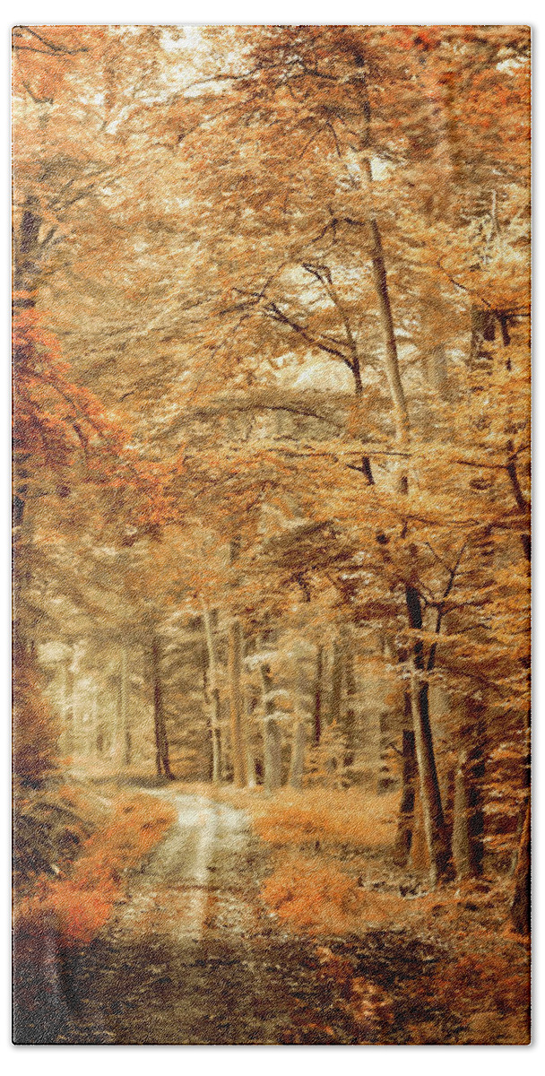 Forest Bath Towel featuring the photograph Autumn Secret by Philippe Sainte-Laudy