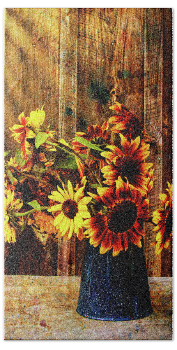 #jefffolger Bath Towel featuring the photograph Autumn Sunflowers by Jeff Folger
