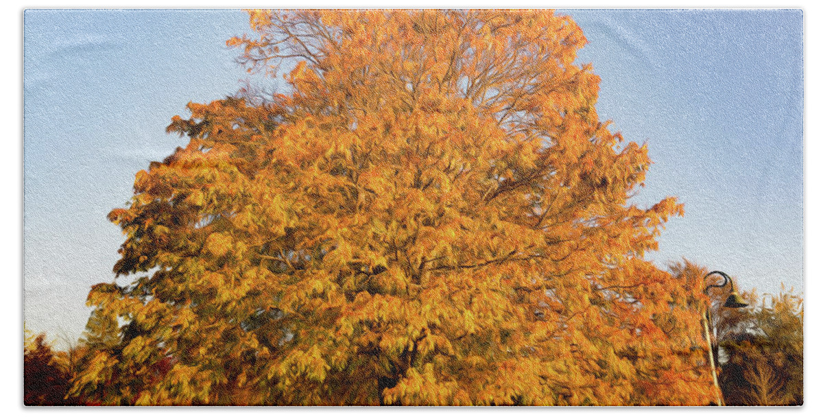 Fall Bath Towel featuring the digital art Autumn Tree - Digital Oil by Birdly Canada